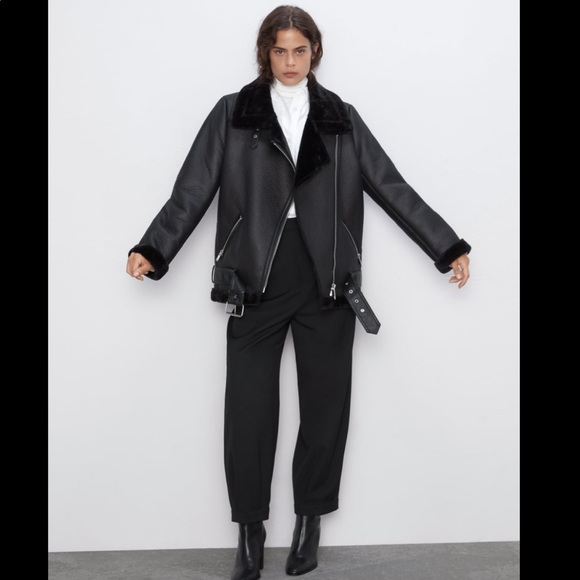 zara double sided biker jacket